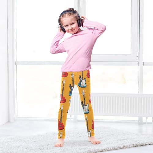 Bass Guitar Girls Leggings,Workout Leggings for Girls Toddler Athletic Legging Size for 3-10T4