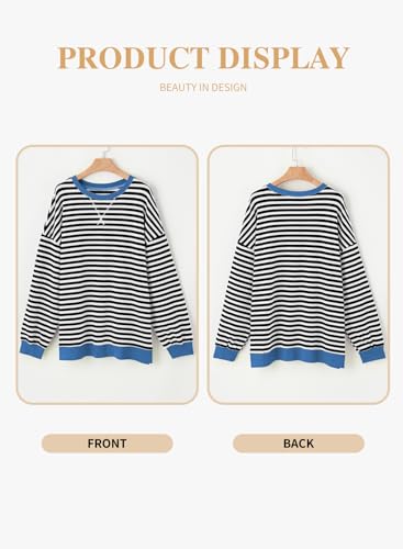 Image of Eytino Women Plus Size Striped Color Block Crewneck Sweatshirt(1X-5X) | Oversized Pullover Tops,Long Sleeve Casual Shirt,Workout & Daily Wear,2026 Fall Fashion Clothes Outfits