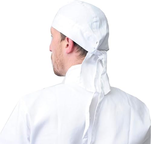 IBEX Kitchen Cook Hats Chefs Bandana Cap, Waiter Work Cap, Professional Catering Chef Hat, White (Pack of 5)