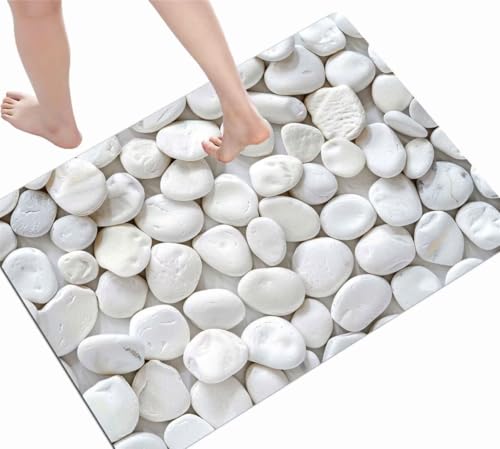 Alfombrilla Baño, Alfombra Baño Secado Rapido, Alfombra de Baño Absorbente Antideslizante 40x60cm, Súper Absorbente Alfombras Alfombrilla Ducha Diatomita, Pebble Alfombra Pequeña Piedra Lavable D-880