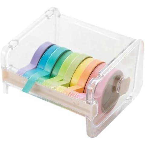 Transparent Visible Desktop Practical Washi Tape Dispenser, Packaging Tape Dispenser Cutter Roll Tape Holder Organizer, Roll Tape Holder Tape Cutter, Sticker Roll Tape Cutter Holder(Not Include Tape) Cover