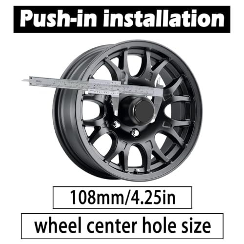 Rheedal 4Pcs 4.25inch Stainless Trailer Wheel Center Caps Push Through 4.25" Bore 4.29" Tall Top Removable Hub Cap for Truck SUV RV Wheel Rim, Matt Black Wheel Cover by Rheedal - Used condition - Image 4