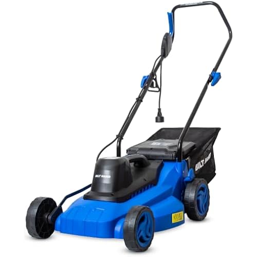 BILT HARD 15" Corded Electric Lawn Mower, 11A Motor 3300RPM Push Mower with 35L Grass Bag, 5 Height Adjustments (1"-3"), Lightweight & Foldable Handle for Small Yards