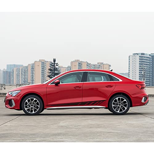 Ruiante Car Body Side Sticker Long Strip Vinyl Decals Racing Sports Gaphics Car Stripes Diy Stickers Decoration Vinyl Decals Stripe Sticker For All Cars Universal Vehicles (2Pc Black) #TOP5