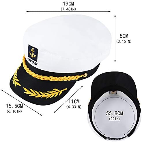 angelikashalala Adult Sailor Hat Adjustable Captains Hat Halloween Cosplay Sailor Ship Boat Captain Hat for Sailor Navy Marine Admiral