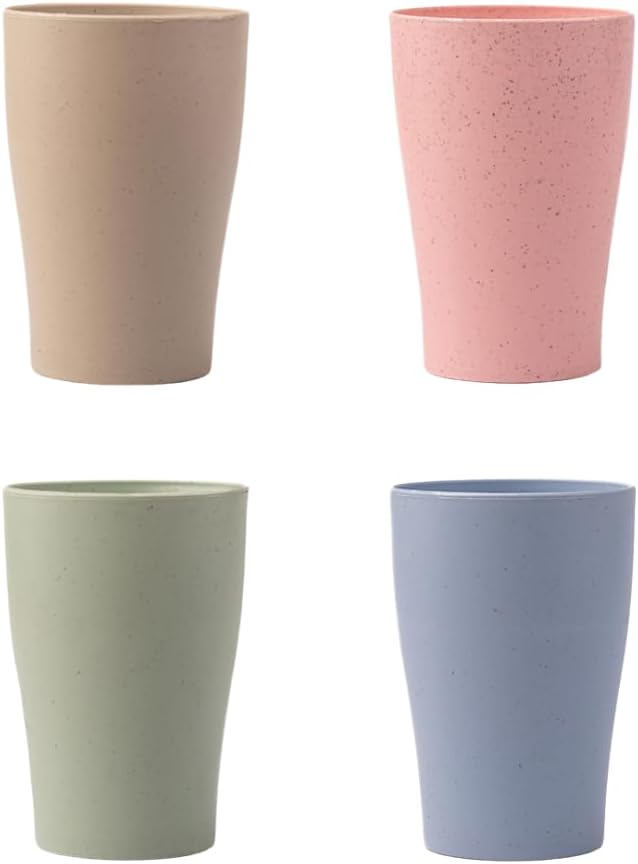 Irida Naturals Multicolour Wheat Straw Unbreakable Tea Cups Set of 4-300ML, Lightweight, Eco-Friendly Reusable, Freezer and Microwave Safe Coffee Cup for Tea, Juice, Water & Soda Serving