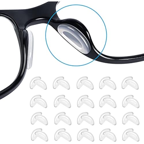 Eyeglass Nose Pads,20 Pairs of Silicone Nose Pads for Glasses,Anti-Slip Soft Nose Pads for Plastic Frames (Clear/2mm)