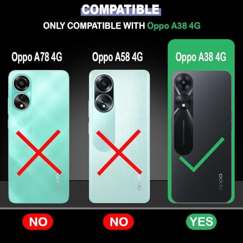 Image of AIBEX Compatible for Oppo A18 4G / Oppo A38 4G Flip Cover Leather Finish | Inside TPU with Card Pockets | Wallet Stand | Complete Protection Flip Case - Black