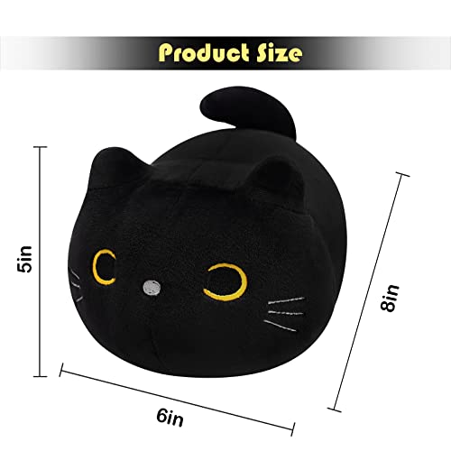 Desdfcer Black Cat Plush, 3D Cat Stuffed Animal Toy Pillow, Kawaii Cat Pillow Black Cat Plushies Cute Round Eyes Kitten Plush Doll Toy For Boys Girls Kids #TOP4