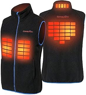 CONQUECO Men's Heated Fleece Vest Soft and Cozy Waistcoat for Outdoors (L, Fleece)