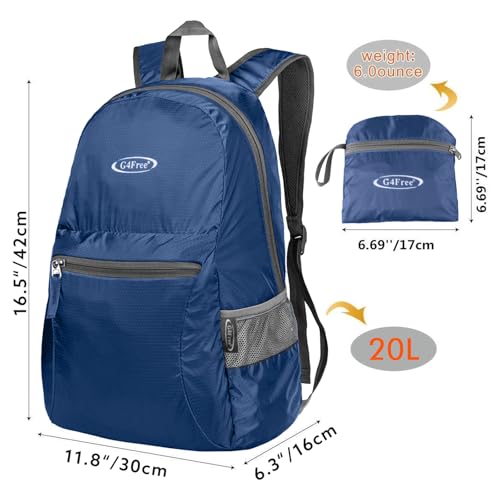 Image of G4Free Ultra Lightweight Packable Backpack Travel Hiking Daypack Small Handy Foldable Outdoor Camping Backpack