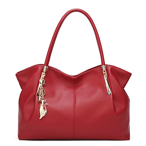 Handtasche Umhängetasche für Damen Weiches PU Leder, Große Hobo Designer Elegant Tasche mit Taschenverzierung, Shopper Schultertasche Klassisch Tragetasche für Arbeit Büro Schule Einkauf Reise Cover