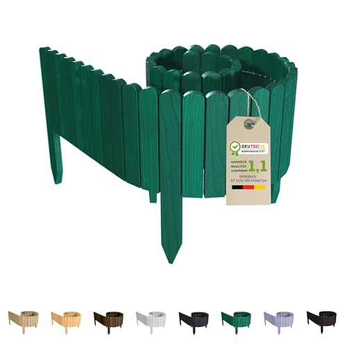 Floranica Rollborder Recinzione in legno flessibile 200 x 20 cm Verde Legno di pino Bordatura aiuole prato Staccionata in legno Decorazione da giardino per frutteti Palizzata