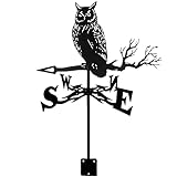 Wetterfahne Wetterfahnen Professionelle Messwerkzeuge Edelstahl Windrichtungsanzeiger Retro Bauernhofszene Gartenstecker Wetterhahn Eule 2
