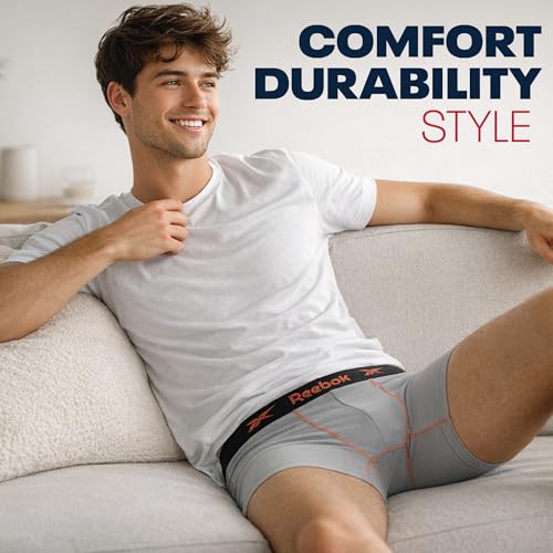 Reebok Mens Boxer Briefs Soft Athletic with Contour Pouch 4 Pack 6'' Inseam - image 4