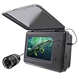 Buscador de peces subacuático con video de 4.3 ": la lente IP68 a prueba de agua y la pantalla LCD de 4.3 pulgadas constituyen el sistema visual: cámara de pesca submarina, para que pueda ver claramente el cebo que muerde los peces. Más diversión para pescar. Además, está equipado con visera para más conveniente uso al aire libre.