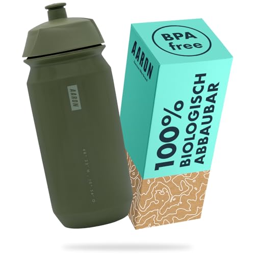 AARON ECO Trinkflasche 100% Biologisch abbaubar, 500 ml, leicht und auslaufsicher, praktische...