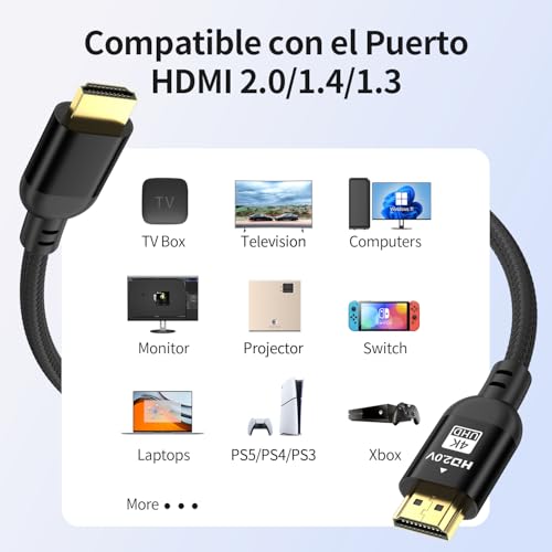 Miniatura 3 de Diyanisly Cable Hdmi 4k De 15 M, Cable Hdmi 2.0 De Alta Velocidad De 18 Gbps, Trenzado, Compatible Con 4k A 60 Hz, 2k A 120 Hz, Hdr Dinámico, Arc, Compatible Con Ordenadores Portátiles, Pc Y Hdtv