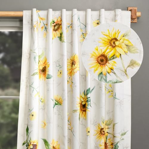 Maison d' Hermine Curtains for Living Room 100% Cotton 96 inch Length One Panel Light Filtering Curtains for Windows with Rod and Loop Pockets Spring Summer (Candice, 50" W x 96" L)