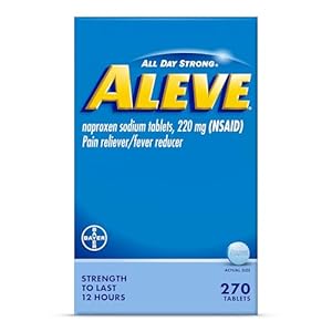 Aleve Pain Reliever & Fever Reducer Tablets, Naproxen Sodium, Headache Pain Relief, Back and Body Pain Relief Medicine, 270 Count