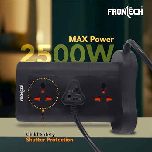 Image of Frontech Power Tower | 9 Universal Sockets | 2 USB Ports + 1 Type-C | 5m Cable | 2500W Load | Child Safety Shutter | Vertical Multi-Plug Extension Board (FT-3564)