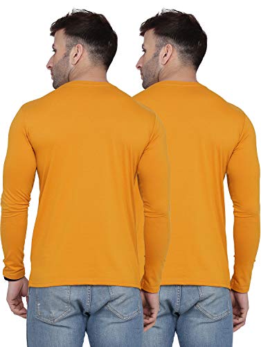 Image of Self Design Men Full Sleeve Round Neck Multicolor T-Shirt (Pack of 2)