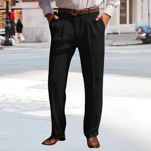 Mens Classic Fit Pants Pleat Front Straight Leg Regular Dress Pants Summer Casual Big & Tall Solid Slacks Trousers2