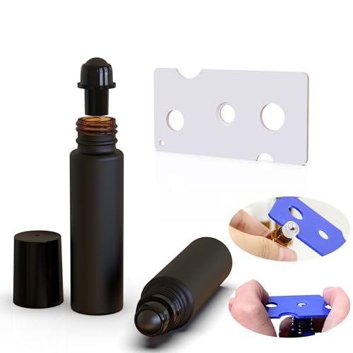 8 Pack, 10ml Essential Oil Roller Bottles, Black Glass Roller Balls for Essential Oils, Empty Rollerball Bottle for Travel Refillable Roll on Perfume with Caps4