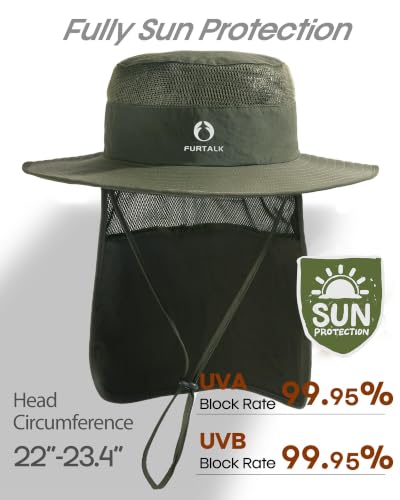 Image of FURTALK Sun Hats for Men Women Fishing Hat with Neck Flap UPF Protection