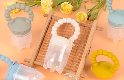 Image of Fruit Food Feeder Pacifier Fruit Pacifier Feeder Baby Teether Toy Silicone Fruit Feeder Baby Fruit Feeder Pacifiers (Khaki)