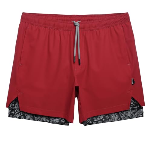 Image of maamgic Mens Workout Shorts 2 in 1 Stretch 5 inch / 7 inch Gym Shorts Running Shorts with Compression Liner Zip Pocket