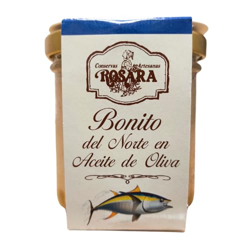 Bonito Del Norte en Aceite de Oliva 165g, Bote de Cristal, Conservas de Pescado, Bonito Aceite de Oliva, Bonito en Aceite de Oliva, Conservas, Bonito Del Norte - Rosara
