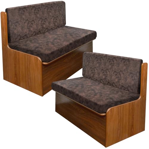 molasofa Leather Like RV Dinette Cushion Covers, RV Booth Seat Cover Stretchable Camper Cushion Couch Covers Washable Slipcovers for RV Camper Car Bench (2 Bench Cover & 2 Backrest Cover, Brown-03)