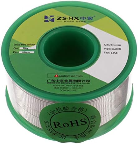 ZSHX Lead Free Solder Wire Sn99 Ag0.3 Cu0.7 Rosin core Solder Wire for Electrical Soldering (0.6mm 50g)