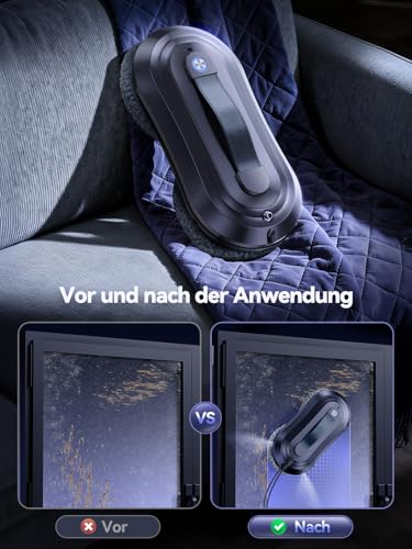 Yeerain Fensterputzroboter mit Sprühfunktion, 7000Pa Turbo Boost Saugkraft, Leiser Betrieb, 3 Reinigungsmodi, Intelligente Wegplanung
