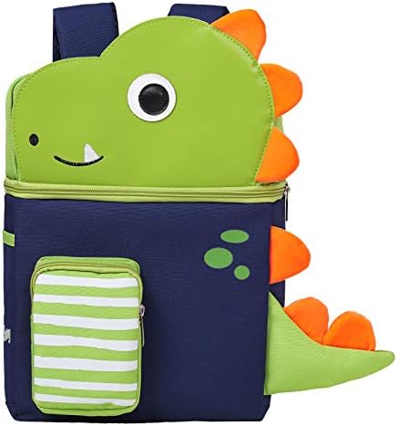 D.SLOATE Toddler Backpack with Leash and Chest Strap for Boys Girls, Cute 3D Kindergarten School Backpack for Kid (Dinosaur)