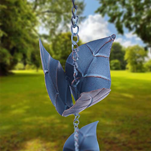 Topadorn Rain Chains Decorative 8.5 FT Iron Gutter Chain with 12 Rain Collector Cups Leaf Rain Chain Decorative Your House and Garden,102 Inch - Image 3