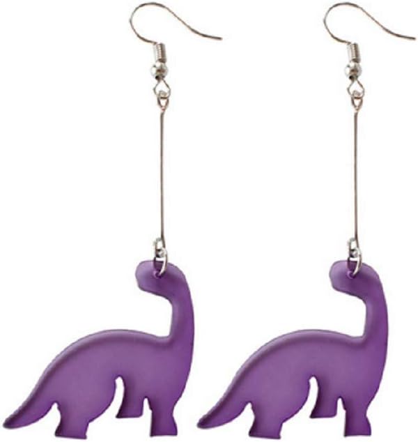 2 pairs Cute Dinosaur Drop Earrings Resin Funny Purple Dinosaur Acrylic Harajuku Earringsfor Women - 2 PAIR - Image 3