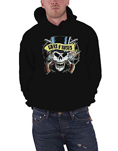 Guns N' Roses Hoodie Top Hat Band Logo Official Mens Black Pullover M