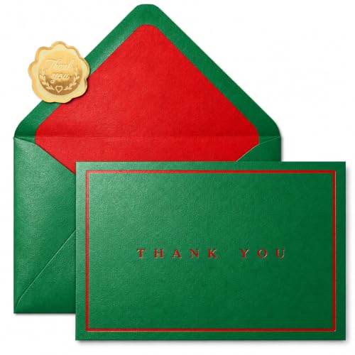 Whaline 24 Pack Christmas Thank You Cards with Envelope Sticker, Red Green