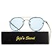 JOJO'S SECRET Oversized Round Mirrored Sunglasses,Clear Lens Aviator Sunglasses JS021 (Gold/Transparent Blue, 2.17)
