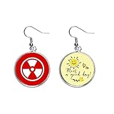Material: metal Ionización Radiación Rojo Cuadrado Advertencia Marca Oído Gota Sol Flor Pendiente Joyería Moda
