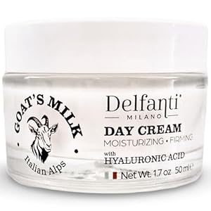 Delfanti-Milano • GOAT’S MILK with HYALURONIC ACID Moisturizing and Firming DAY CREAM • Face and Neck Moisturizer • Made in Italy