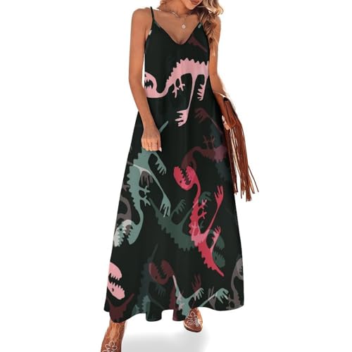 Robe maxi squelette de dinosaure legere : le vetement de plage incontournable pour vos voyages