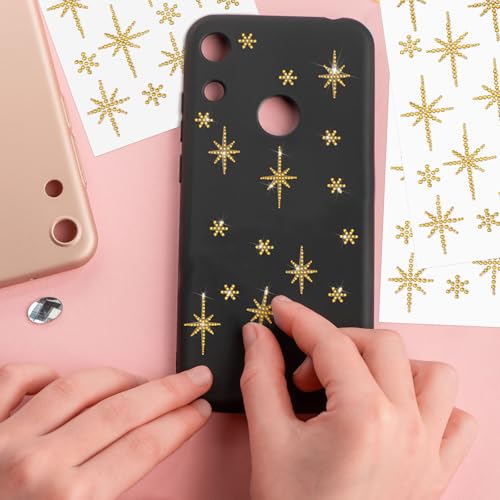 Image of Epakh 84 Glitter Bling Rhinestone Sticker, Bethlehem Star, Gold | Self Adhesive Gem Stickers for Phone Laptop Car Face Makeup, Sparkly Crystal Rhinestone Decals for Gifts Craft Projects