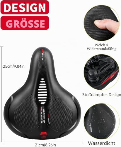 Fahrradsattel, Bequem Weich Memory Foam Ergonomisch Stoßdämpfend Atmungsaktiv Fahrrad Sattel...