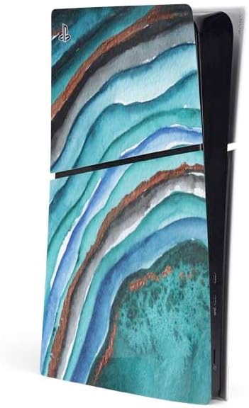 Skinit Decal Gaming Skin Compatible with PS5 Slim Digital Edition Console - Violet Watercolor Geode Design