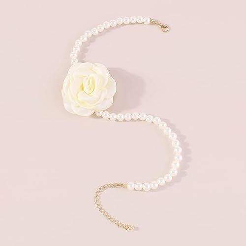 Miniatura 3 de Bethynas Gargantilla de perlas barrocas con flores hechas a mano, collar de rosa floral vintage, collar de perlas para novia, collar de perlas para