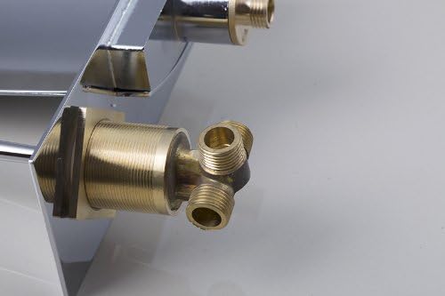 Miniatura 7 de Grifo de baño de cobre de cascada de una sola manija LED RGB de una sola manija, montaje en pared fregadero de cocina grifo de lavabo (cromo)