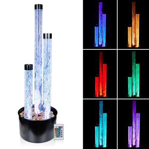Alpine Corporation MLT166BK 54" 3 Tier Acrylic Bubble Fountain with Remote Control and 16-Color LED Lights, Decorative Water Feature for Indoor/Outdoor Us, Black by Alpine Corporation - Used condition - US$256.17